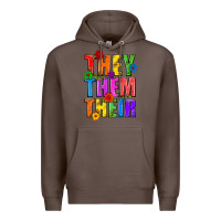 Coffee They Them Their Pride LGBTQ Premium Hoodie - BundleAndBundleShop