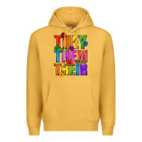 Mustard They Them Their Pride LGBTQ Premium Hoodie - BundleAndBundleShop