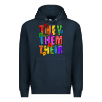 Navy They Them Their Pride LGBTQ Premium Hoodie - BundleAndBundleShop