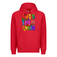 Red They Them Their Pride LGBTQ Premium Hoodie - BundleAndBundleShop