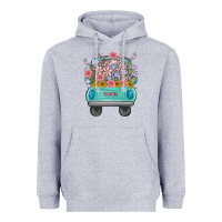Heather Grey truck with flowers Heavyweight Hoodie - MaliasSmallBusiness