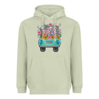 Matcha truck with flowers Heavyweight Hoodie - MaliasSmallBusiness
