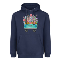 Navy truck with flowers Heavyweight Hoodie - MaliasSmallBusiness