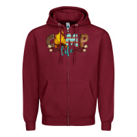 Burgundy camp life Zipper Hoodie - Artiststas