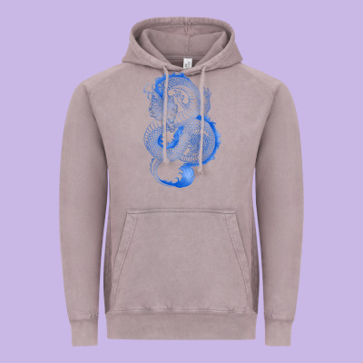 Vintage Hoodie blue dragon