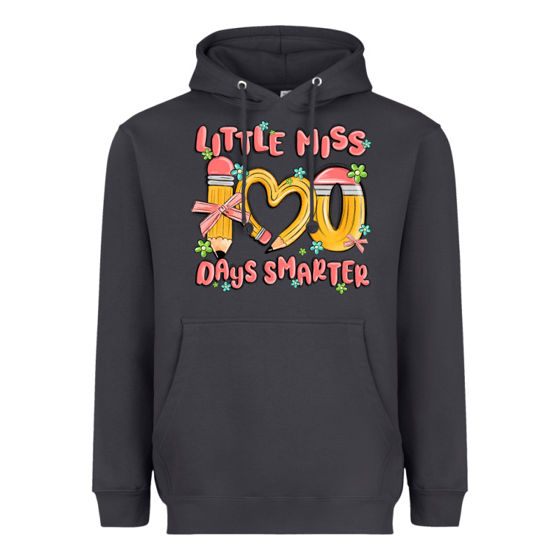 Little Miss 100 Days Smarter Heavyweight Hoodie by MaliasSmallBusiness | Teevron