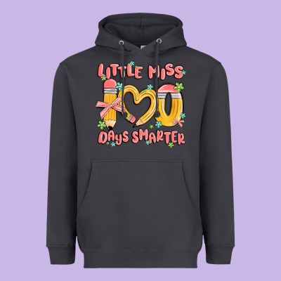 Little Miss 100 Days Smarter Heavyweight Hoodie Designed By Maliassmallbusiness