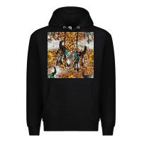 Black Western Bull Skull And Sunflowers With Leopard Seamless Pattern Premium Hoodie - BundleAndBundleShop