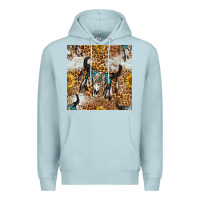 Blue Mist Western Bull Skull And Sunflowers With Leopard Seamless Pattern Premium Hoodie - BundleAndBundleShop