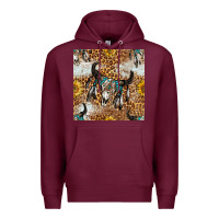 Burgundy Western Bull Skull And Sunflowers With Leopard Seamless Pattern Premium Hoodie - BundleAndBundleShop