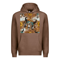 Chestnut Western Bull Skull And Sunflowers With Leopard Seamless Pattern Premium Hoodie - BundleAndBundleShop