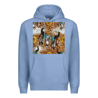 Colony Blue Western Bull Skull And Sunflowers With Leopard Seamless Pattern Premium Hoodie - BundleAndBundleShop