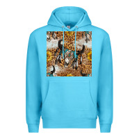 Ocean Blue Western Bull Skull And Sunflowers With Leopard Seamless Pattern Premium Hoodie - BundleAndBundleShop