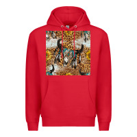 Red Western Bull Skull And Sunflowers With Leopard Seamless Pattern Premium Hoodie - BundleAndBundleShop