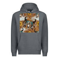 Rock Western Bull Skull And Sunflowers With Leopard Seamless Pattern Premium Hoodie - BundleAndBundleShop