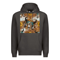 Smoke Western Bull Skull And Sunflowers With Leopard Seamless Pattern Premium Hoodie - BundleAndBundleShop