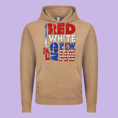 Vintage Hoodie red white and pew pew pew