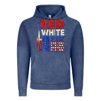 Vintage Denim red white and pew pew pew Vintage Hoodie - texasbilliewilder