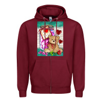 Burgundy candy jar with bear  air Zipper Hoodie - AdoDesignShop