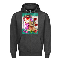 Charcoal Heather candy jar with bear  air Zipper Hoodie - AdoDesignShop