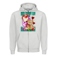 Dove Grey candy jar with bear  air Zipper Hoodie - AdoDesignShop