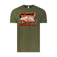 Vintage Olive merry pig mas Vintage Tee - RanaPortraitStore