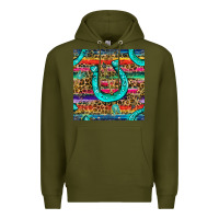 Army Green Western Horseshoe And Arrow With Leopard And Serape Seamless Pattern Premium Hoodie - BundleAndBundleShop