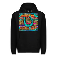 Black Western Horseshoe And Arrow With Leopard And Serape Seamless Pattern Premium Hoodie - BundleAndBundleShop