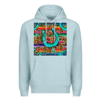 Blue Mist Western Horseshoe And Arrow With Leopard And Serape Seamless Pattern Premium Hoodie - BundleAndBundleShop