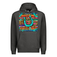 Charcoal Heather Western Horseshoe And Arrow With Leopard And Serape Seamless Pattern Premium Hoodie - BundleAndBundleShop