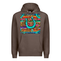 Coffee Western Horseshoe And Arrow With Leopard And Serape Seamless Pattern Premium Hoodie - BundleAndBundleShop