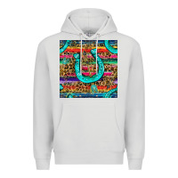 Dove Grey Western Horseshoe And Arrow With Leopard And Serape Seamless Pattern Premium Hoodie - BundleAndBundleShop