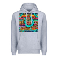 Heather Grey Western Horseshoe And Arrow With Leopard And Serape Seamless Pattern Premium Hoodie - BundleAndBundleShop