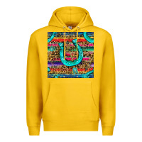 Lemon Western Horseshoe And Arrow With Leopard And Serape Seamless Pattern Premium Hoodie - BundleAndBundleShop