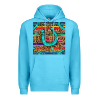 Ocean Blue Western Horseshoe And Arrow With Leopard And Serape Seamless Pattern Premium Hoodie - BundleAndBundleShop