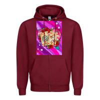 Burgundy playing cards with pearls and glitter air Zipper Hoodie - AdoDesignShop