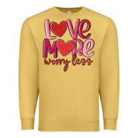 Antique Gold love more worry less Premium Sweatshirt - MaliasSmallBusiness