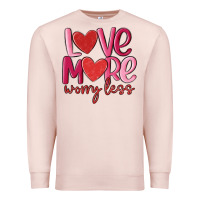 Pale Pink love more worry less Premium Sweatshirt - MaliasSmallBusiness