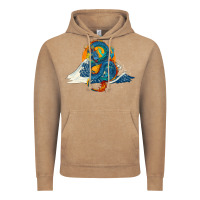 Vintage Coffee blue dragon ocean waves and sun Vintage Hoodie - RanaPortraitStore