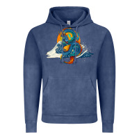 Vintage Denim blue dragon ocean waves and sun Vintage Hoodie - RanaPortraitStore