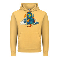 Vintage Mustard blue dragon ocean waves and sun Vintage Hoodie - RanaPortraitStore