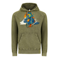 Vintage Olive blue dragon ocean waves and sun Vintage Hoodie - RanaPortraitStore