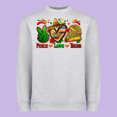 Peace Love Tacos Heavyweight Sweatshirt Designed By Zillion Design Studio