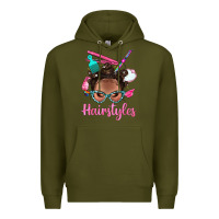Army Green Afro Bantu Knots Hairstyles Messy Bun With Clasp Bbs Premium Hoodie - BundleAndBundleShop