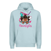 Blue Mist Afro Bantu Knots Hairstyles Messy Bun With Clasp Bbs Premium Hoodie - BundleAndBundleShop