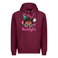 Burgundy Afro Bantu Knots Hairstyles Messy Bun With Clasp Bbs Premium Hoodie - BundleAndBundleShop