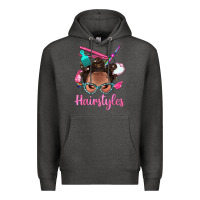 Charcoal Heather Afro Bantu Knots Hairstyles Messy Bun With Clasp Bbs Premium Hoodie - BundleAndBundleShop