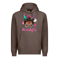 Coffee Afro Bantu Knots Hairstyles Messy Bun With Clasp Bbs Premium Hoodie - BundleAndBundleShop