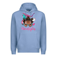 Colony Blue Afro Bantu Knots Hairstyles Messy Bun With Clasp Bbs Premium Hoodie - BundleAndBundleShop