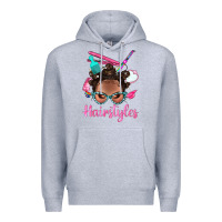 Heather Grey Afro Bantu Knots Hairstyles Messy Bun With Clasp Bbs Premium Hoodie - BundleAndBundleShop